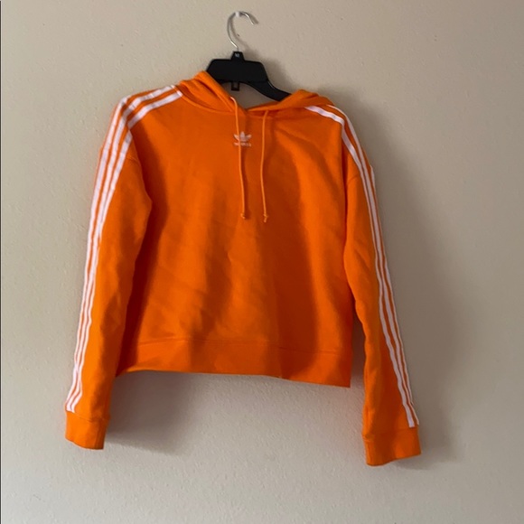 adidas orange cropped hoodie
